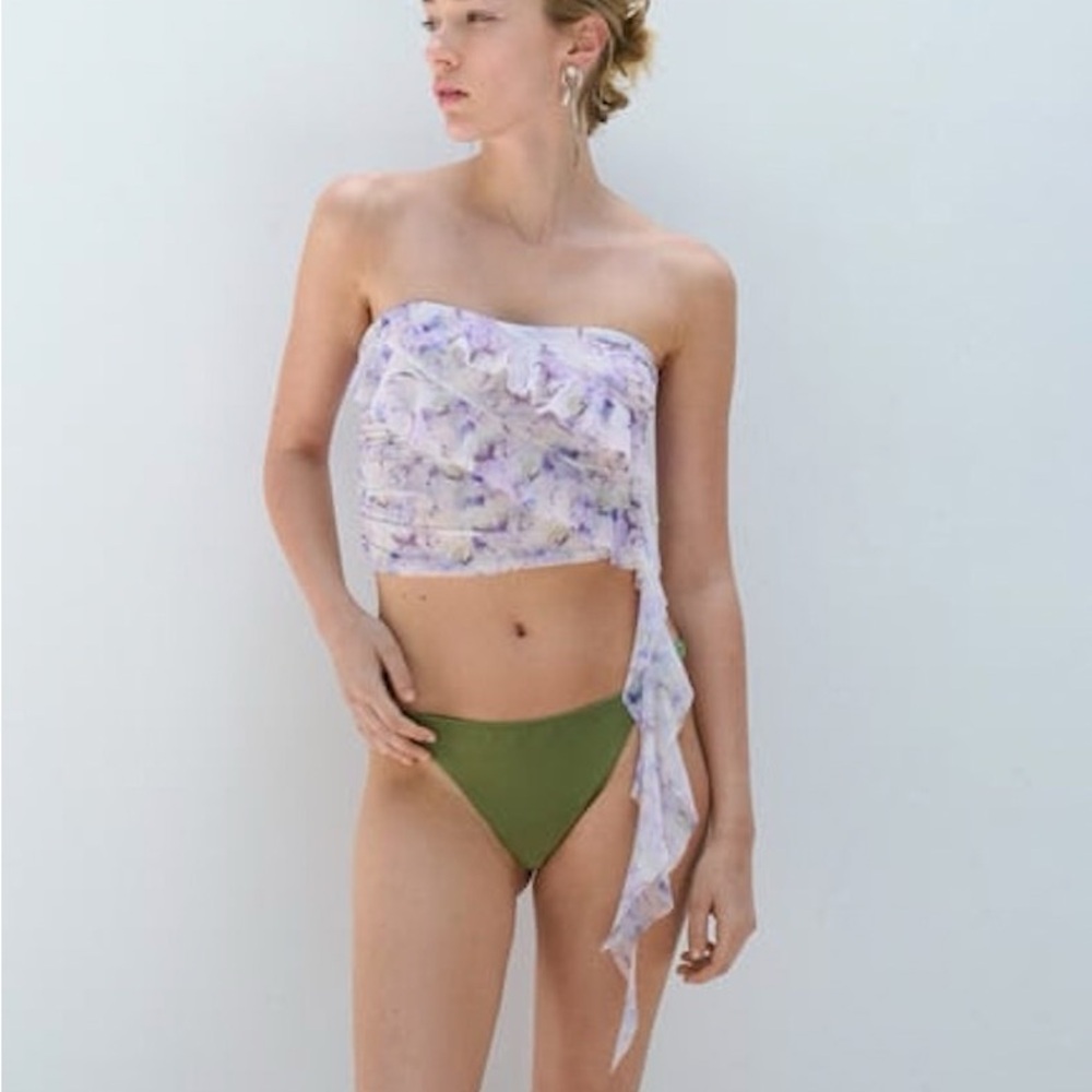 Zara printed floral tulle tube top
